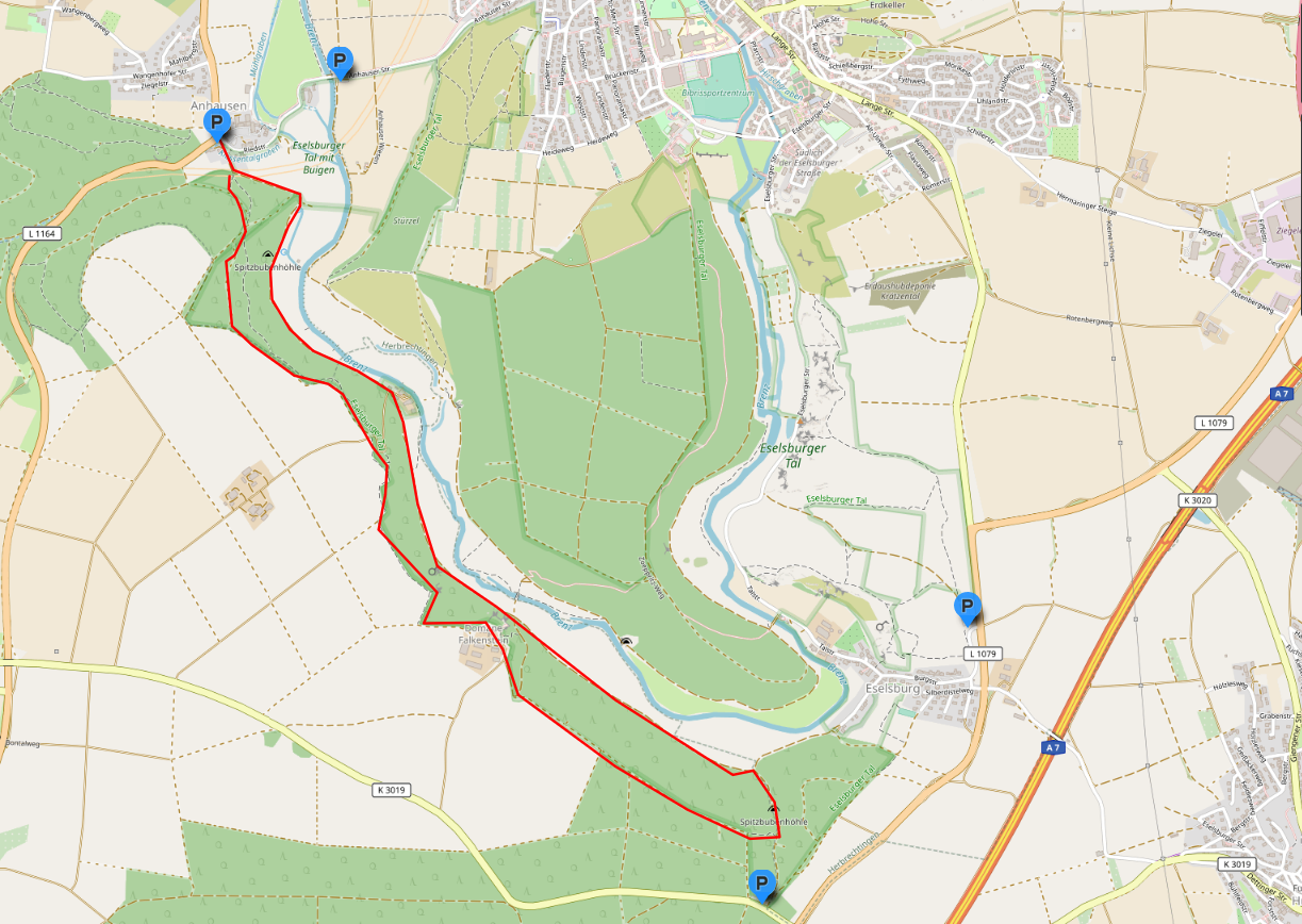Karte Eselsburger Tal